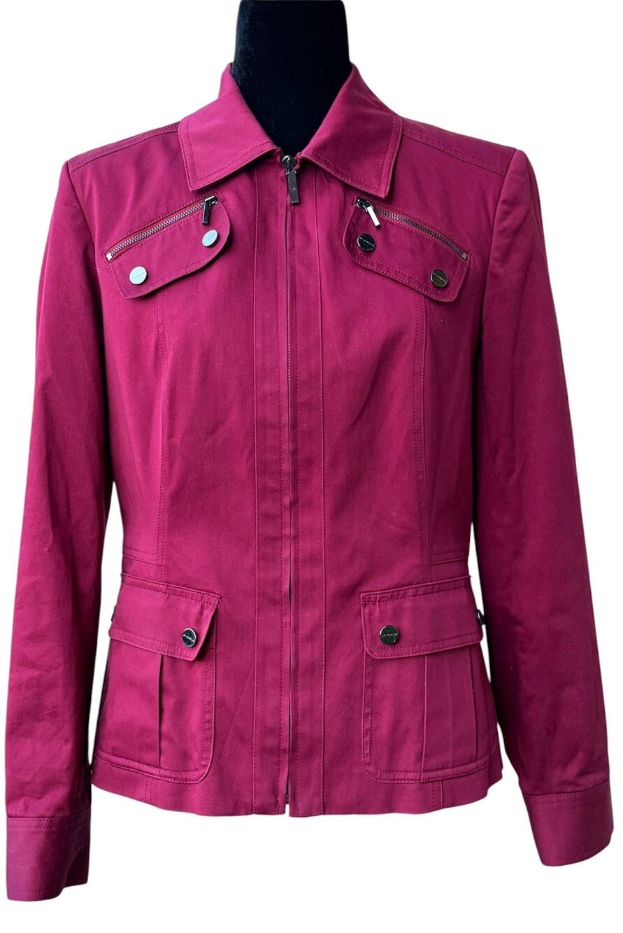 Jones New York Signature Stretch Burgundy Red Women's Med City Jacket